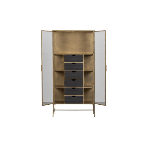 ANTIQUE BRASS GLASS DOOR CABINET