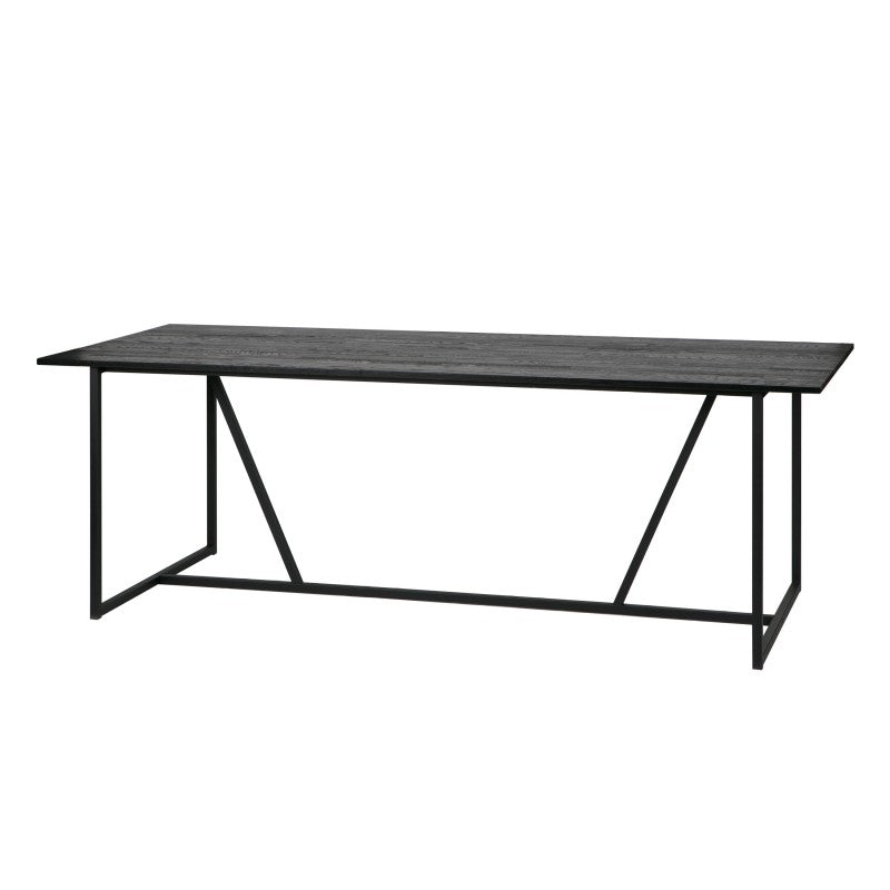 DINING TABLE BLACK BRUSHED TOP RCH METAL LEG 220