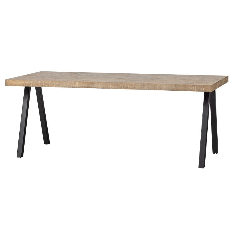 DINING TALBE HBONE TOP MANGO WOOD SQUARE LEG 200