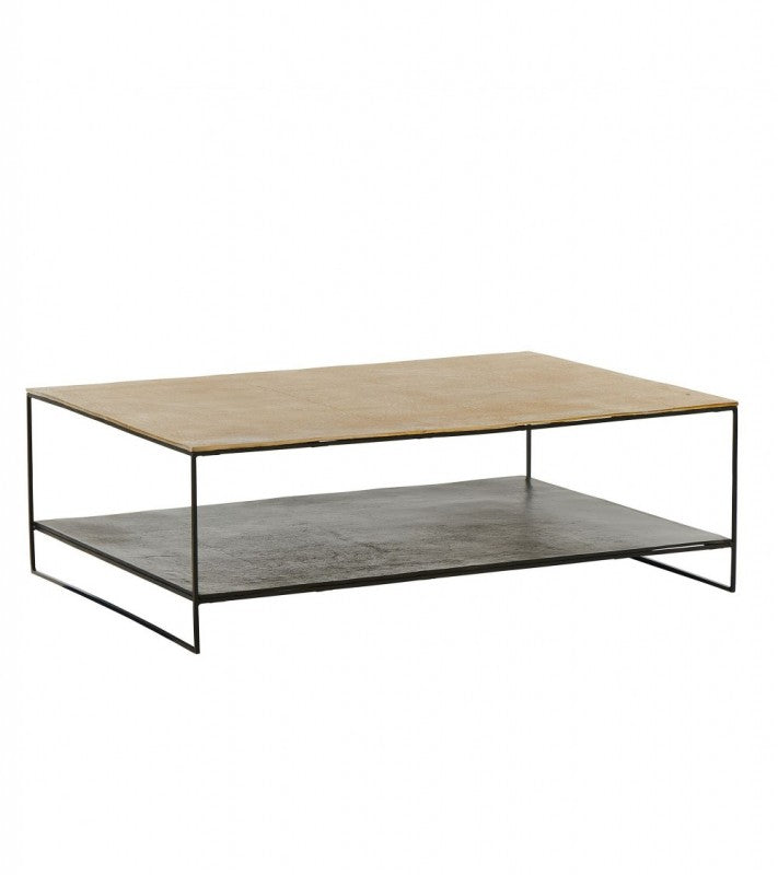 CAFE TABLE METAL WITH SHELF BLACK AND GOLD