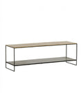 METAL CAFE TABLE WITH SHELF ANTIQUE GOLD BLACK