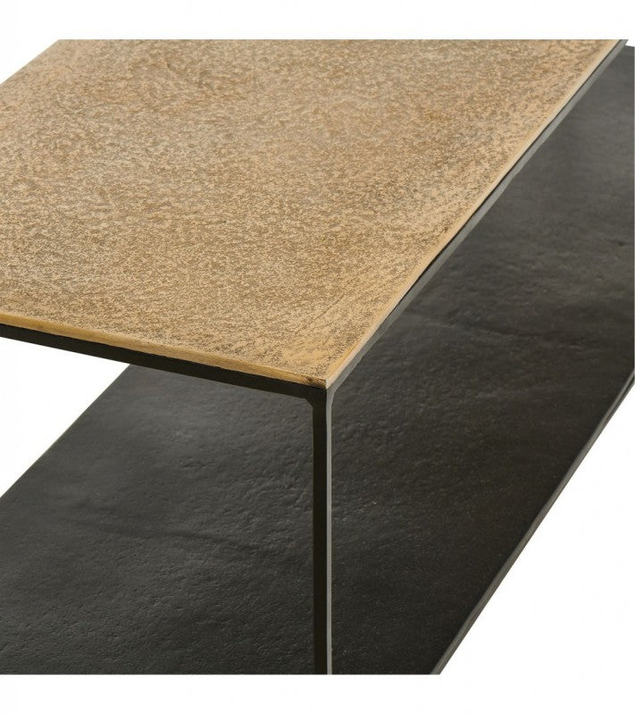 METAL CAFE TABLE WITH SHELF ANTIQUE GOLD BLACK
