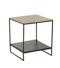 SIDE TABLE WITH SHELF BLACK AND GOLD CUBE
