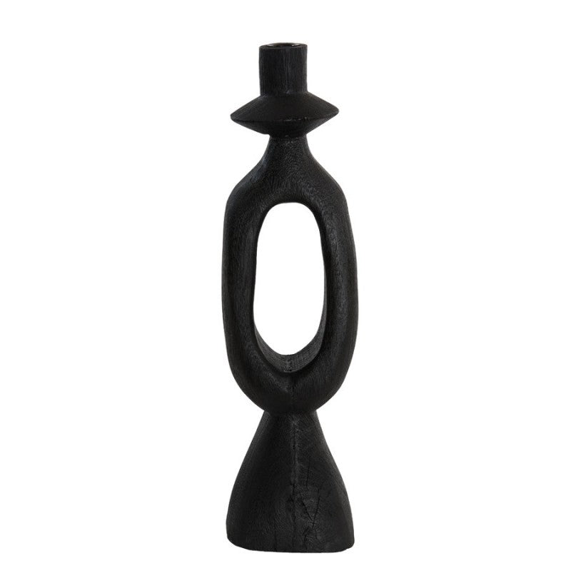 CANDLE HOLDER O LARGE WOOD