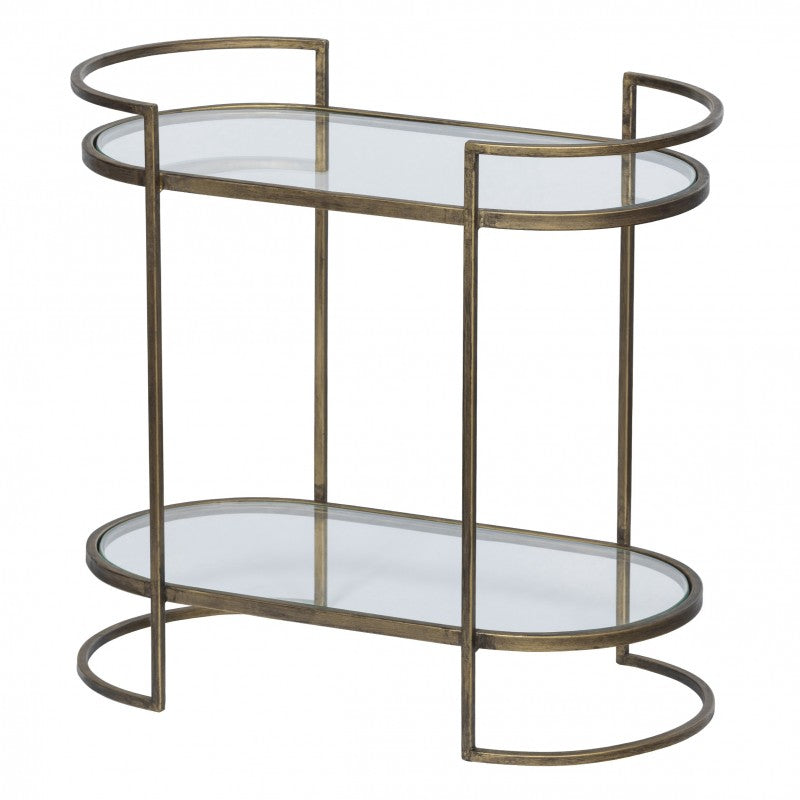 ARTD ANTIQUE BRASS GLASS SIDETABLE 55
