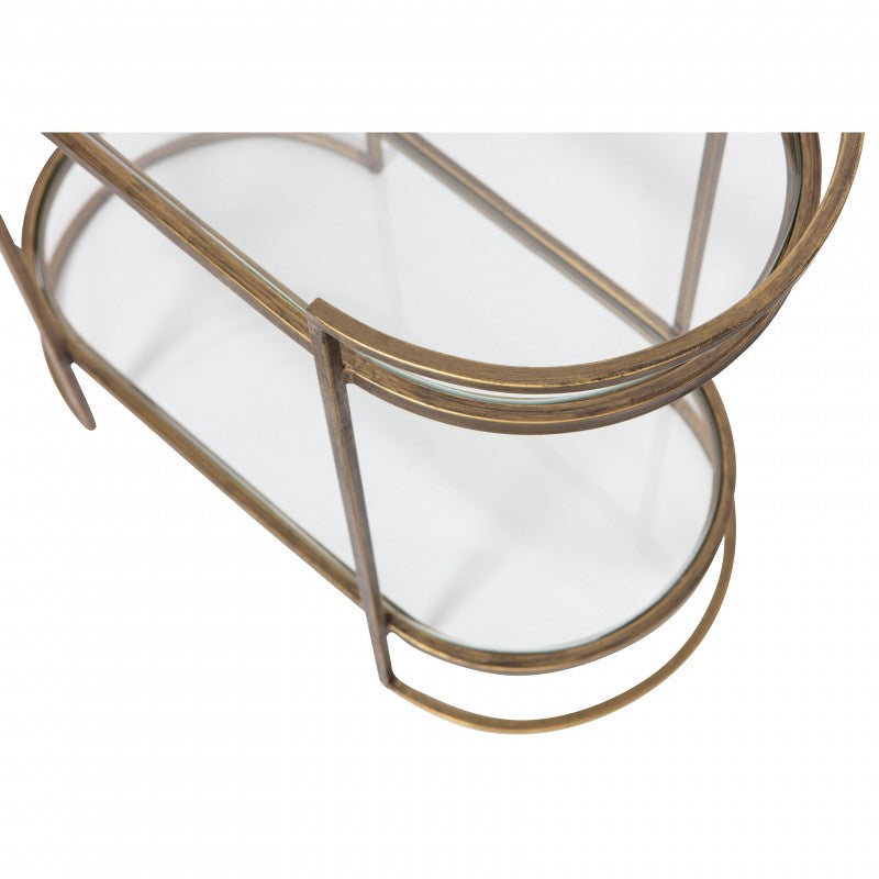 ARTD ANTIQUE BRASS GLASS SIDETABLE 55