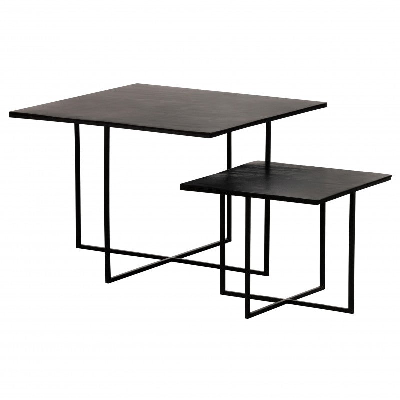CAFE TABLE SET OF 2 ANTIQUE BROWN 70-45