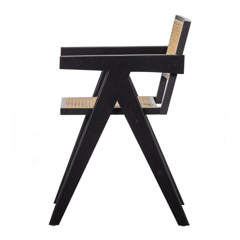 ARTD BLACK RATTAN AND WOOD DINING CHAIR