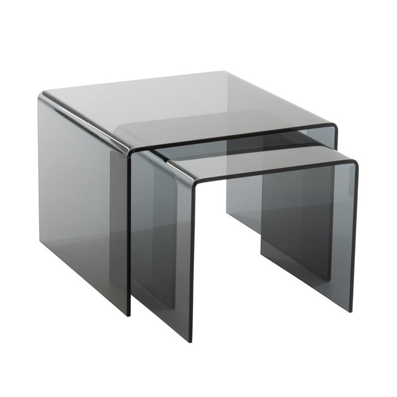 SIDE TABLE SMOKE SET OF 2 SMOKED GLASS