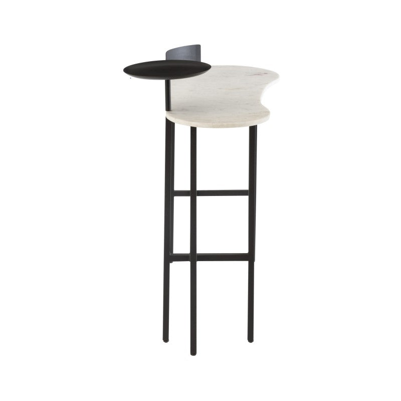 CONSOLE WITH EXTRAS WHITE MARBLE BLACK METAL 110