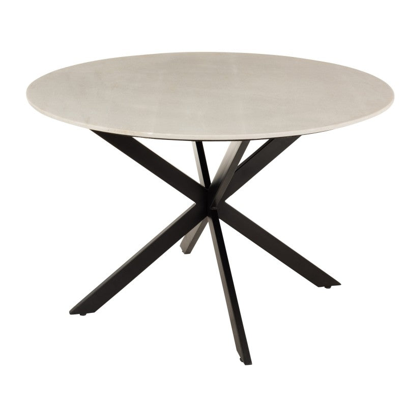 DINING TABLE WHITE MARBLE BLACK METAL LEG 120