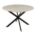 DINING TABLE WHITE MARBLE BLACK METAL LEG 120
