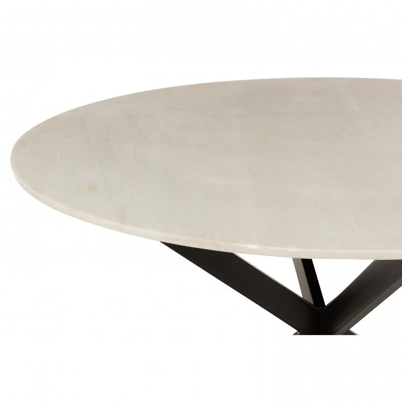 DINING TABLE WHITE MARBLE BLACK METAL LEG 120