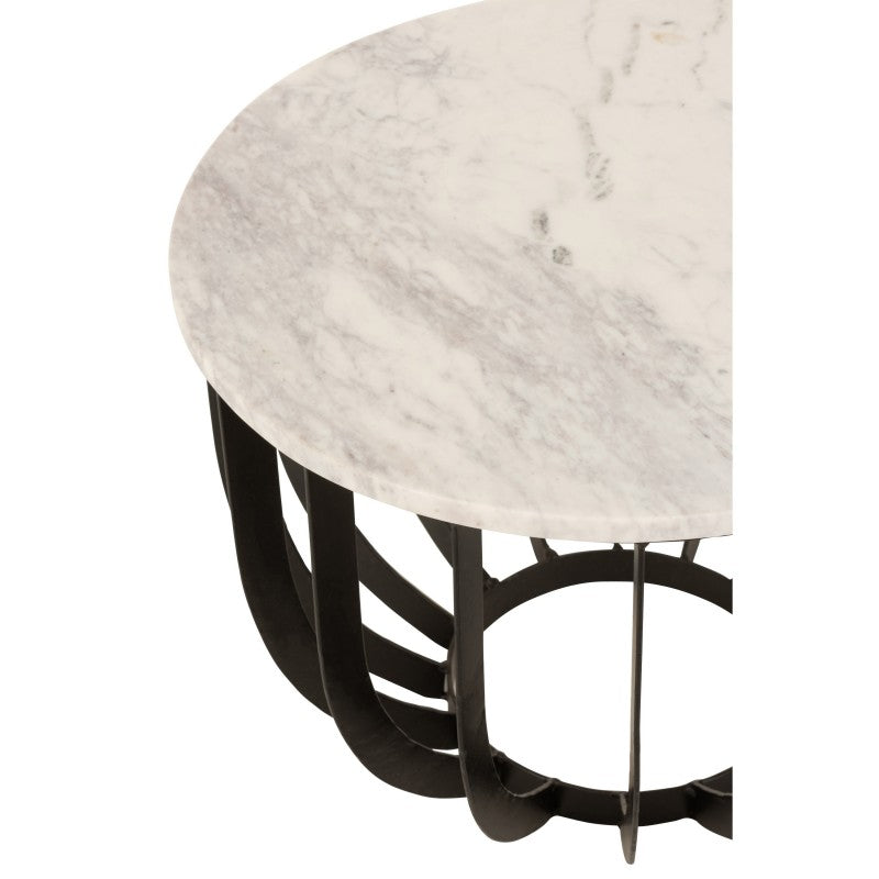SIDETABLE FIFTY WHITE MARBLE BLACK METAL BASE 50