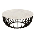 CAFE TABLE NINETY WHITE MARBLE BLACK METAL BASE 90