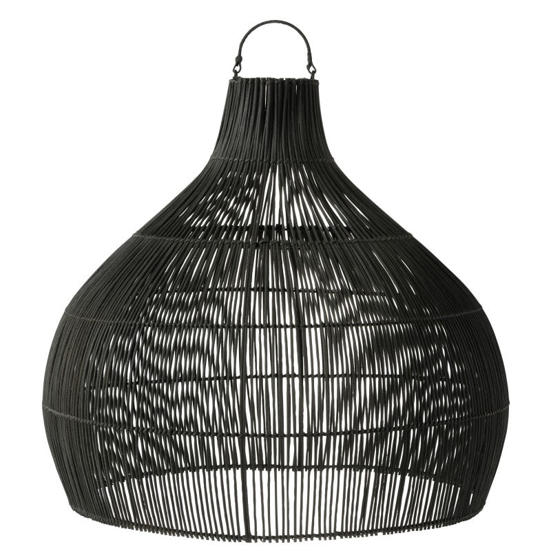 HANGING LAMP BLACK RATTAN PEAR 85