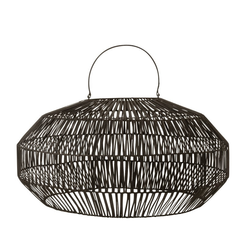 HANGING LAMP DISC BLACK RATTAN 70