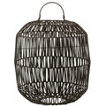 HANGING LAMP RATTAN BLACK ROUND 49