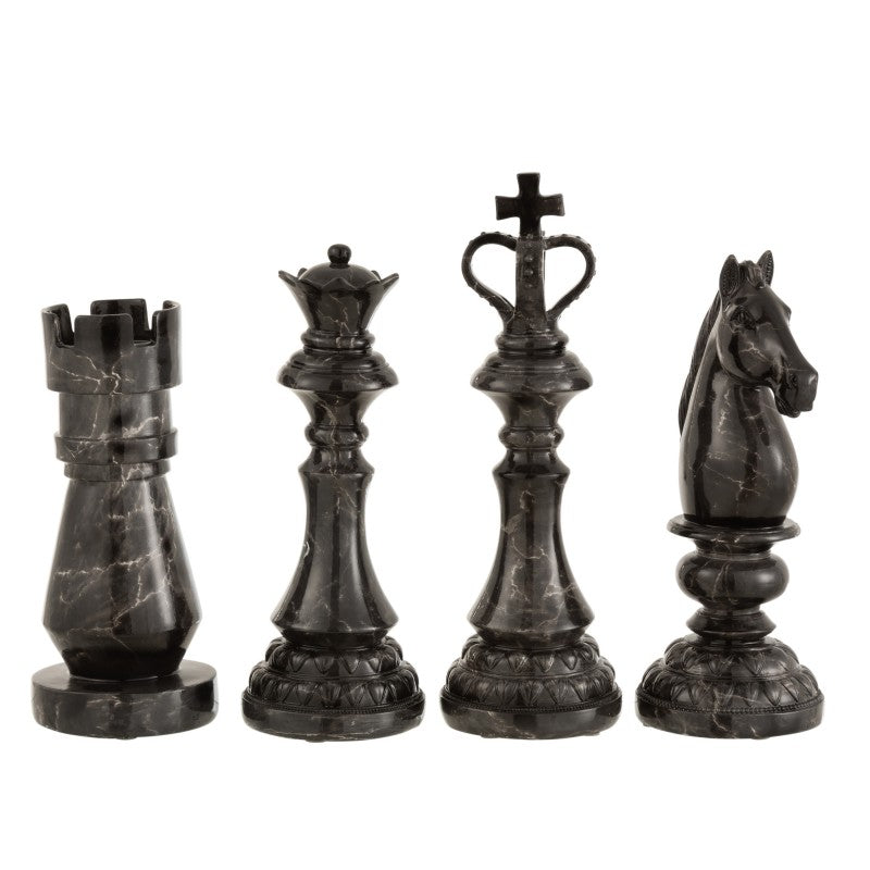 DECO CHESS FIGURE SET OF 4 MARBLE LOOK 40