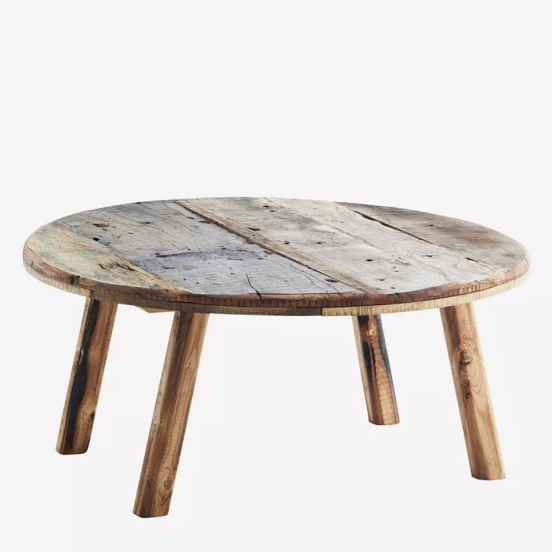 ROUND CAFE TABLE RECYCLED WOOD NATURAL 90