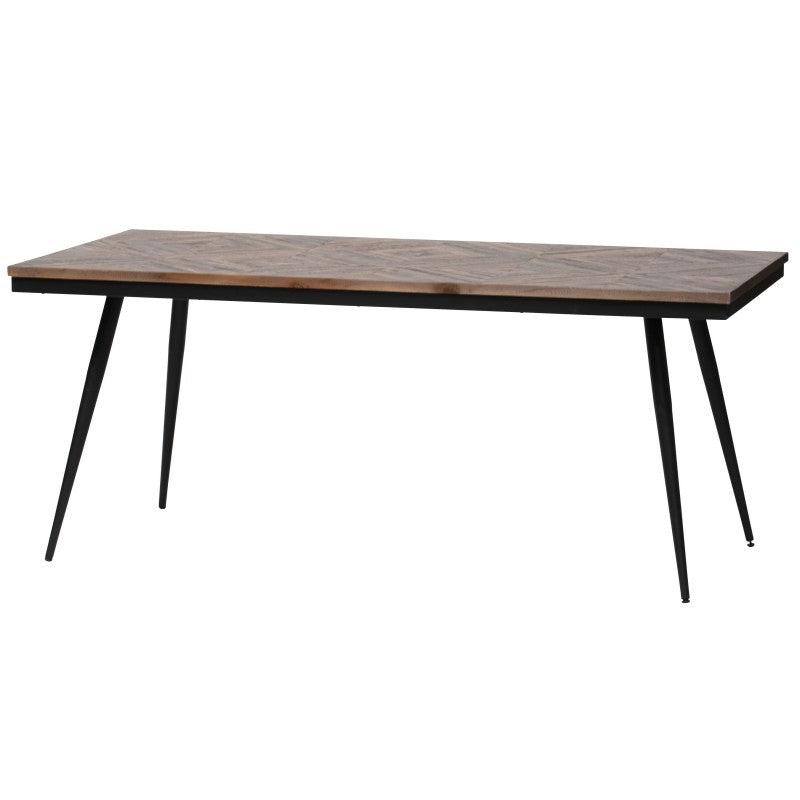 DINING TABLE WOOD MOSAIC METAL LEG 180