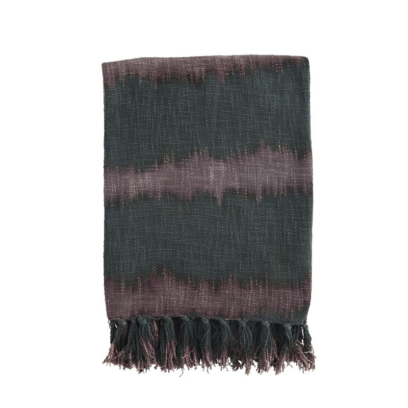 THROW WITH FRINGES ANTHRACITE PLUM 175