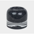 HEAVY GLASS STONE CANDEL HOLDER BLACK, LIGHT GREY, TAUPE