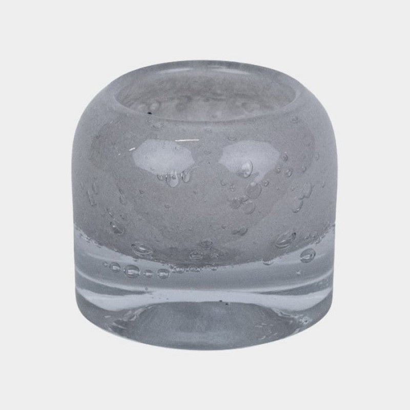 HEAVY GLASS STONE CANDEL HOLDER BLACK, LIGHT GREY, TAUPE