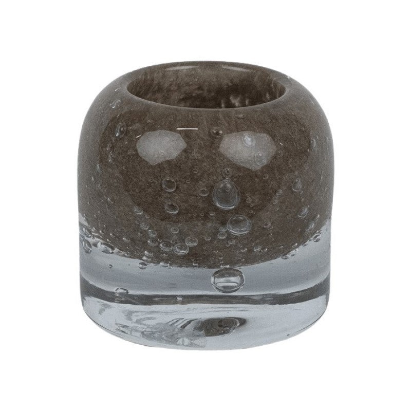 HEAVY GLASS STONE CANDEL HOLDER BLACK, LIGHT GREY, TAUPE