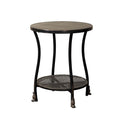 BLACK METAL SIDE TABLE RATTAN PRINT SHELF
