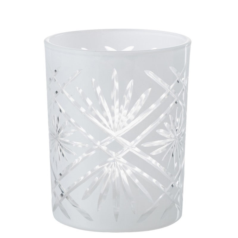 CANDLE HOLDER GLASS STAR WHITE