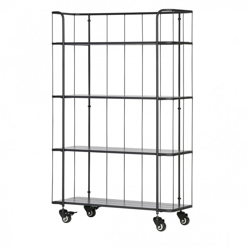 TROLLEY BLACK WITH BLACK WOOD SHELVES
