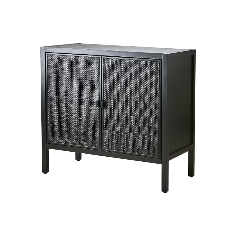 HR BLACK RATTAN DOOR PINE CABINET SMALL 80