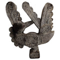 VINTAGE WOOD PEACOCK STATUE ON BLACK STAND