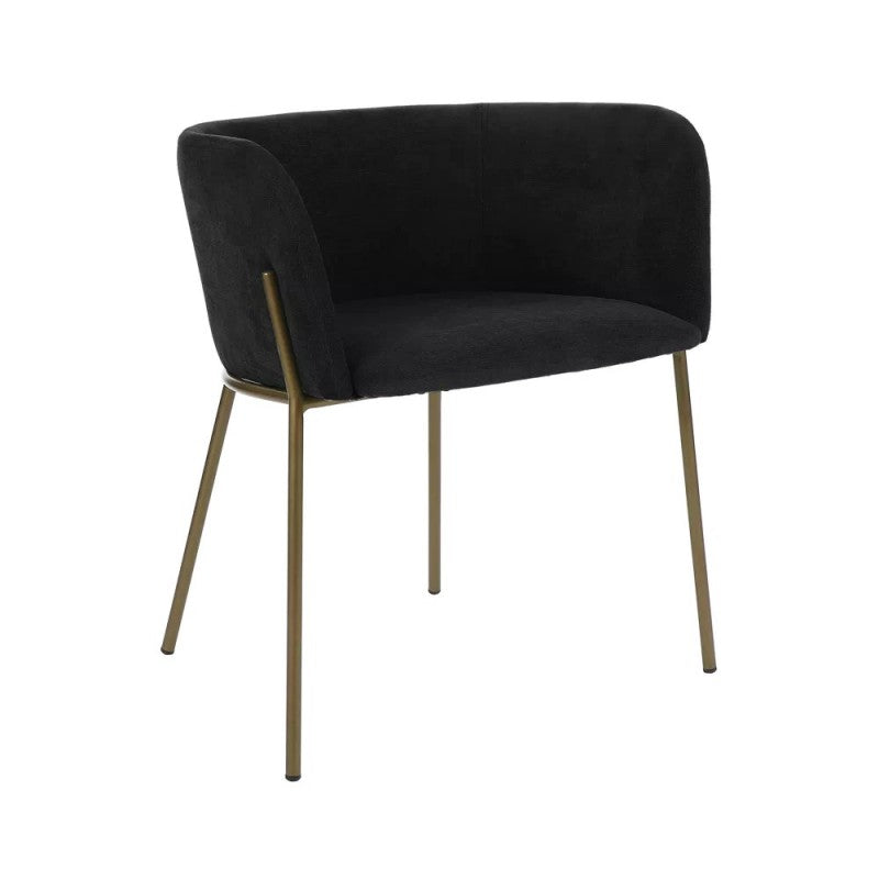 DINING CHAIR PLK BLACK VELVET GOLD LEG