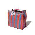 RECYCLED PLASTIC STRIPED BAG SQUARE ORANGE PINK