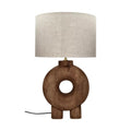 TABLE LAMP EDUSA COIN MANGO WOOD BROWN SMALL 28