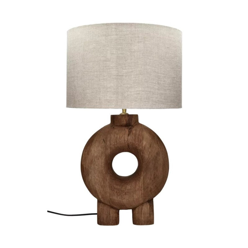 TABLE LAMP EDUSA COIN MANGO WOOD BROWN SMALL 28
