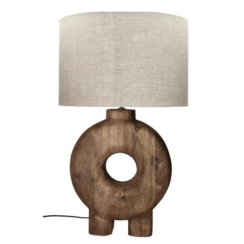 TABLE LAMP EDUSA COIN BIG MANGO WOOD BROWN