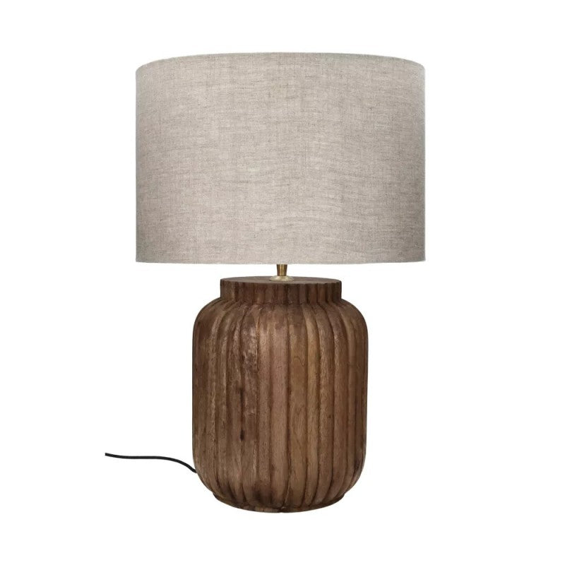 TABLE LAMP EDUSA SOLID L MANGO WOOD BROWN