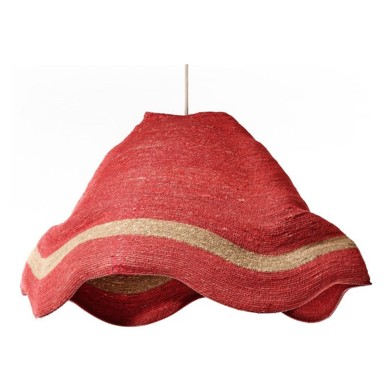 HANGING LAMP RED AND NATURAL FIBER 80
