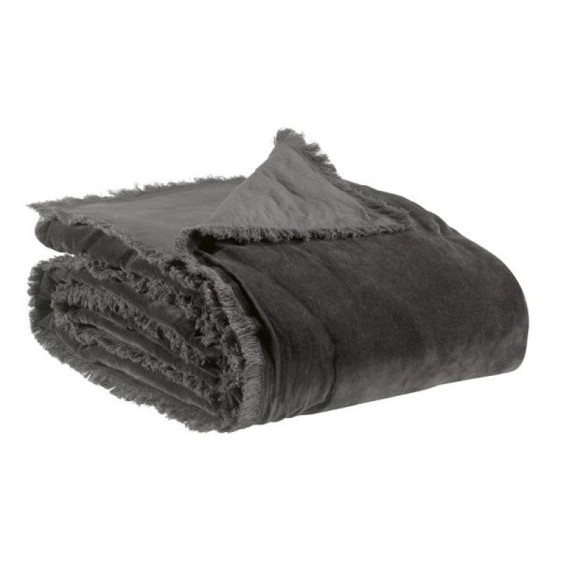BEDCOVER VELVET UNI ANTRACIT