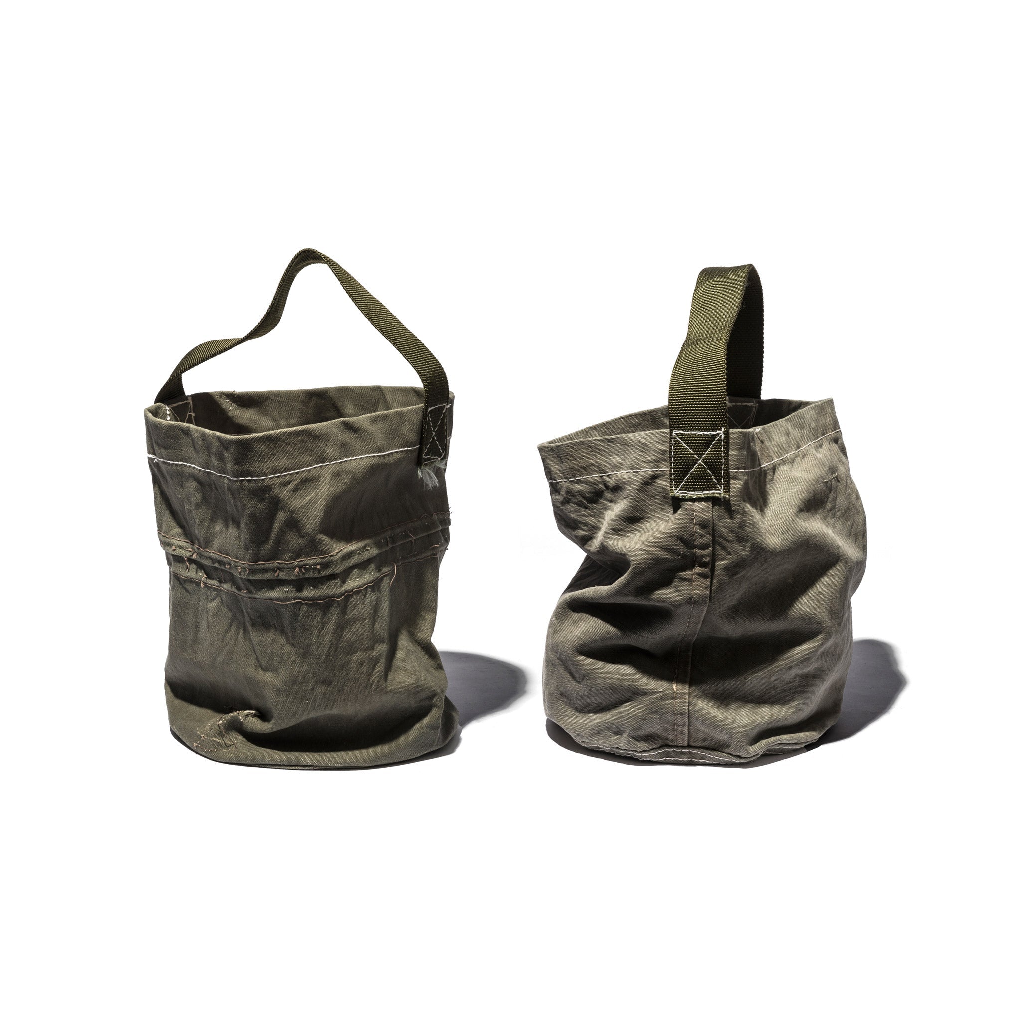 RECYCLED OLD TENT ROUND BAG KHAKI