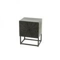 BEDSIDE TABLE WOODCUT BLACK