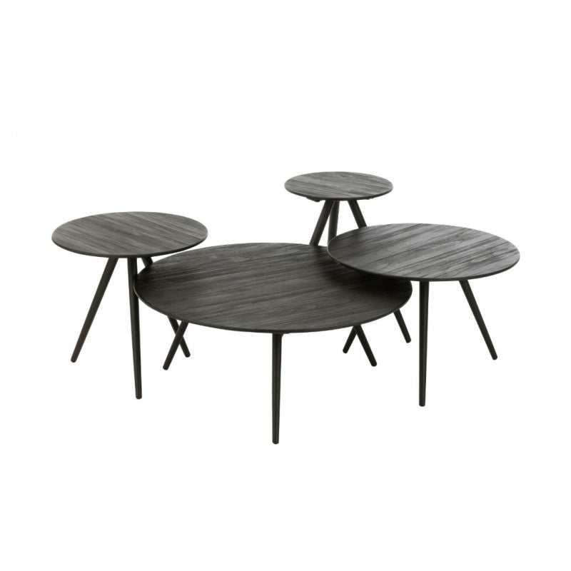 CAFE TABLE ROUND RECYCLE TEK BLACK SET OF 4
