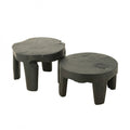 SIDETABLE SOLID TEAKWOOD BLACK SET OF 2