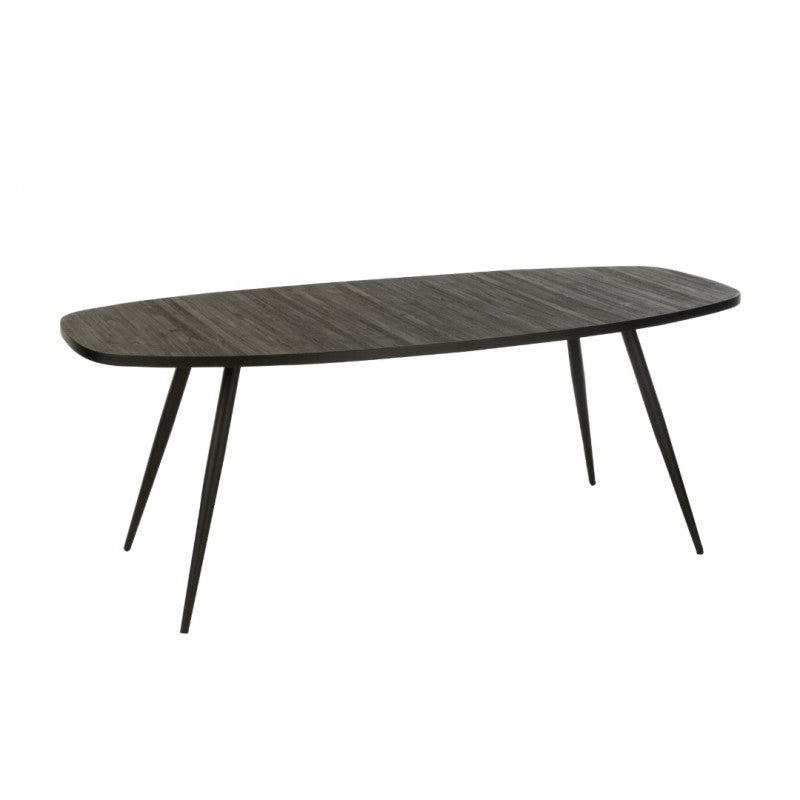 DININGTABLE OVAL RECYCLETEAK BLACK 200