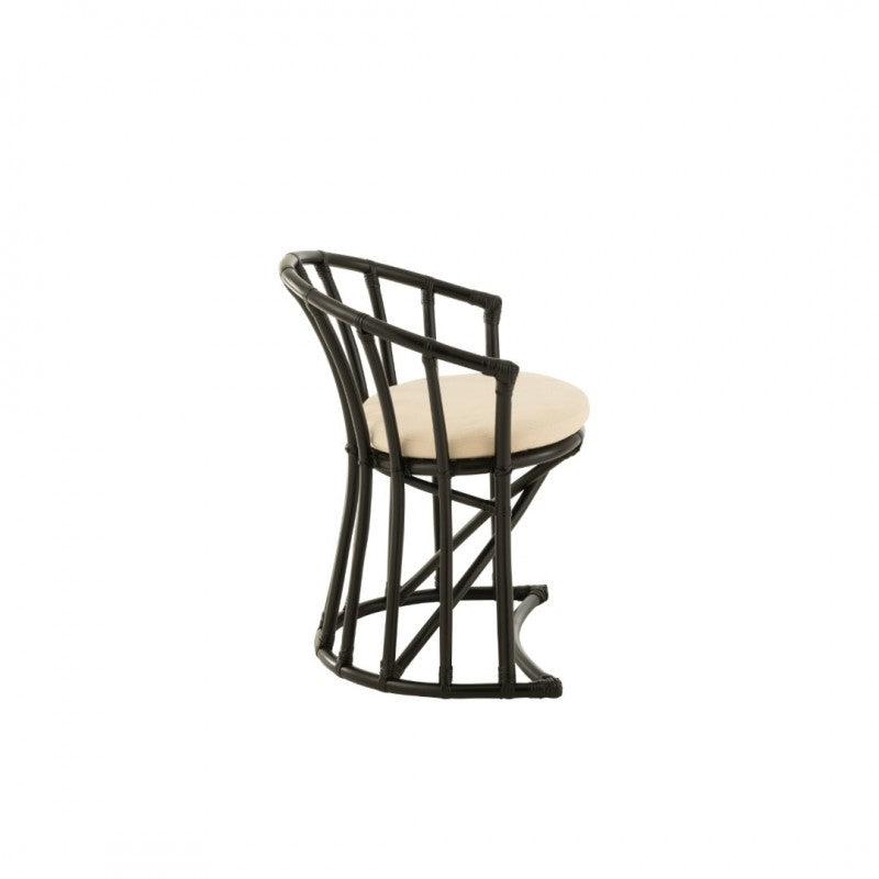 RATTAN CHAIR BW WITH CUSHION BLACK AND WHITE