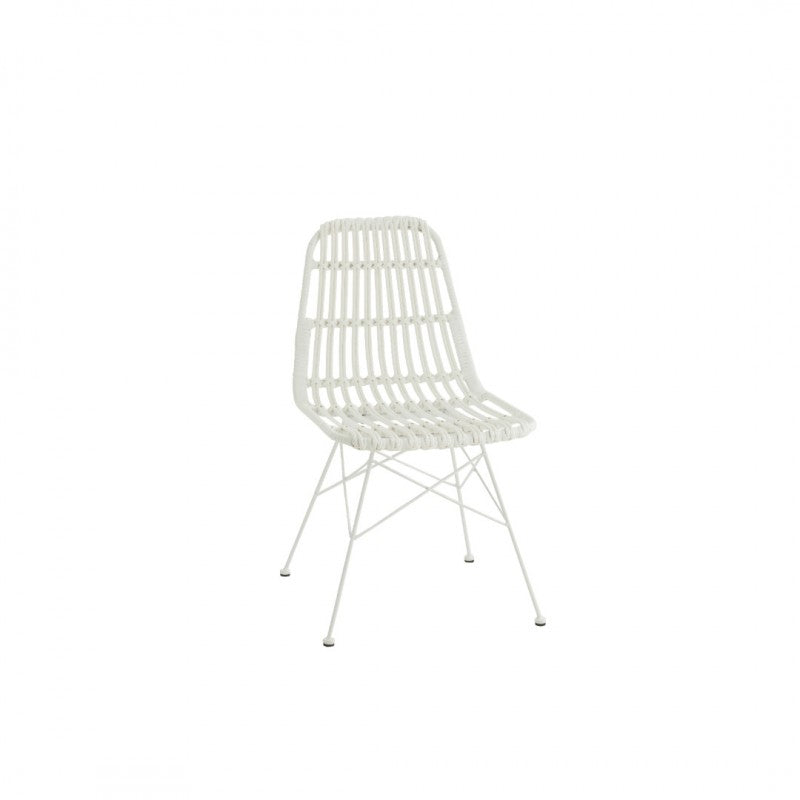 CHAIR RH WHITE METAL RATTAN