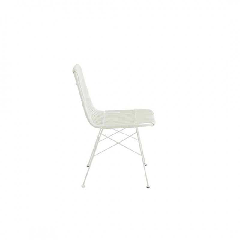 CHAIR RH WHITE METAL RATTAN
